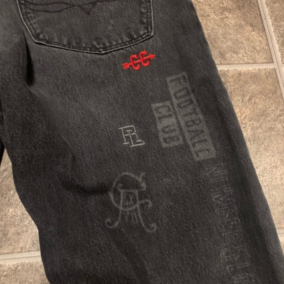 Polo Ralph Lauren Jean Sz 32 X 30 Black Grey Classic Fit Embroidered Art Graphic - Picture 11 of 14